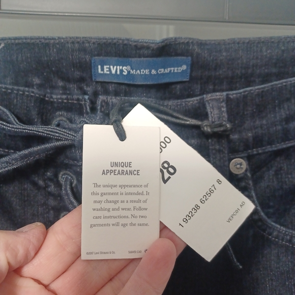 NEW Levi's Made & Crafted Lace Front Blue Label Velour Feel Denim Jeans Sz 28 - Picture 3 of 6